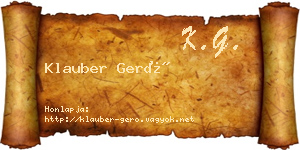 Klauber Gerő névjegykártya